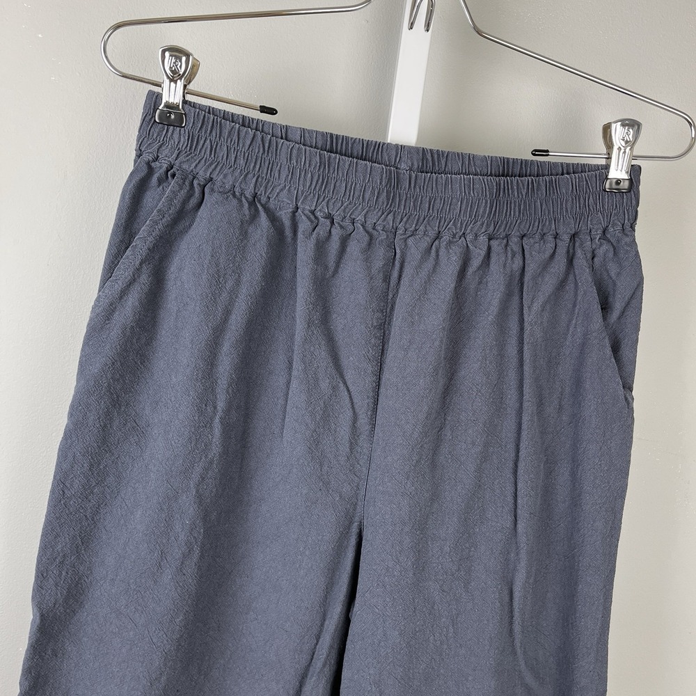 Ecupper Gray Pull-On Pants‎ Womens L Cropped 100% Cotton Casual Travel Coastal